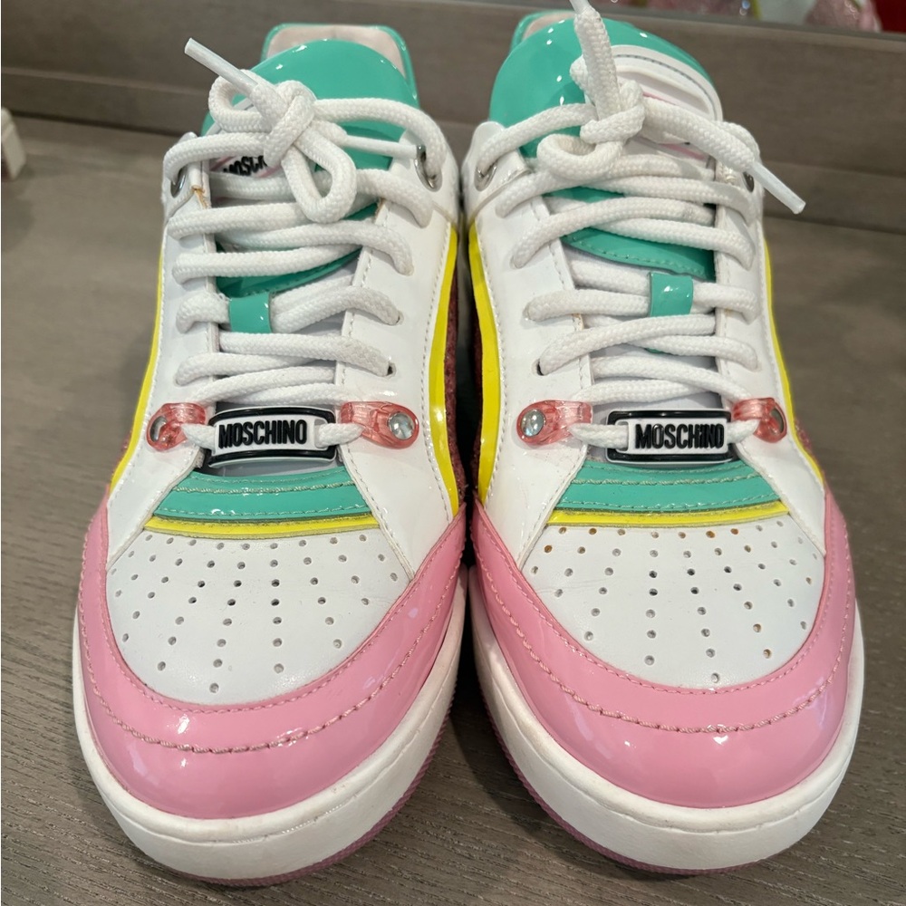 Women's Moschino Pastel / Pink Glitter Low Top Sneakers - Picture 4 of 11